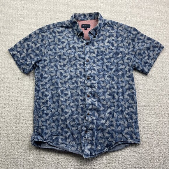 Rue Saint Patrick MTL Floral Blue Collared Casual Button Down Party Shirt Men M* - Picture 1 of 14